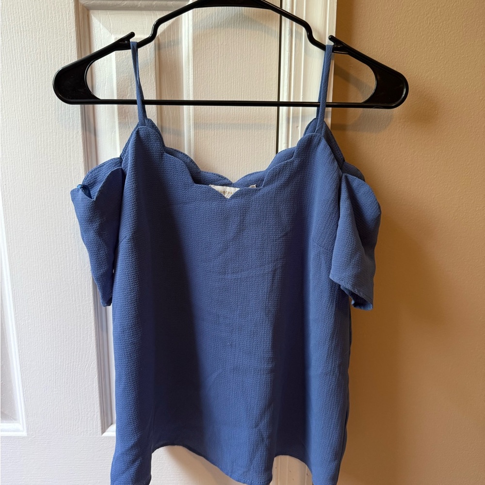 Women’s Blue Scallop Edge Tank